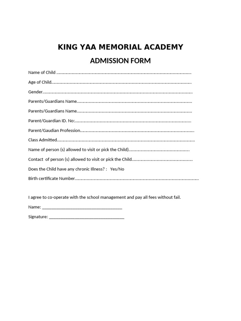 Admission Form | PDF
