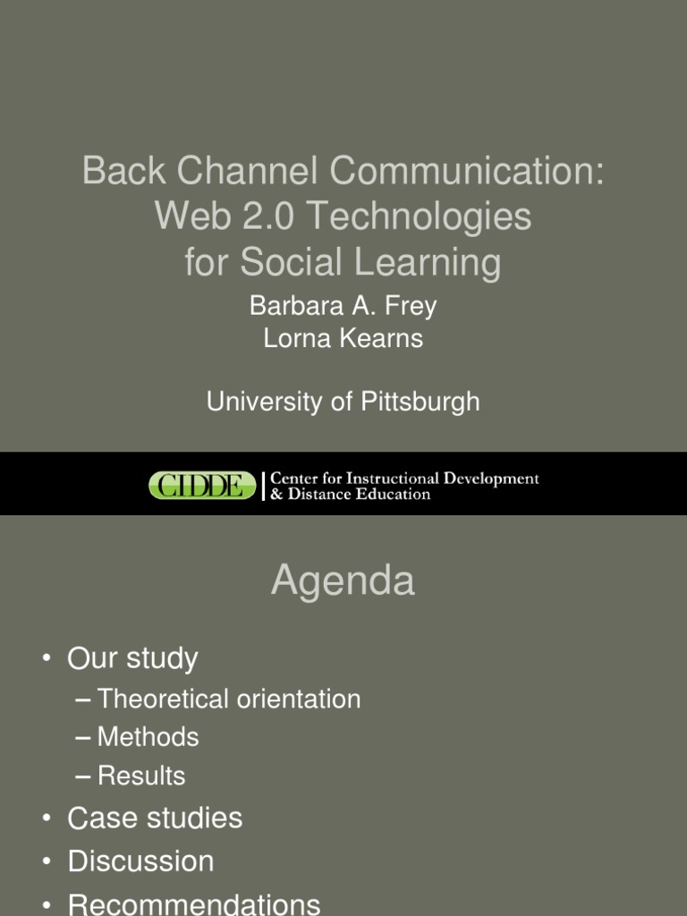 Back Channel Communication  2.0 Technologies For Social Learning