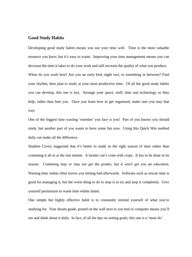 Good Study Habits | PDF