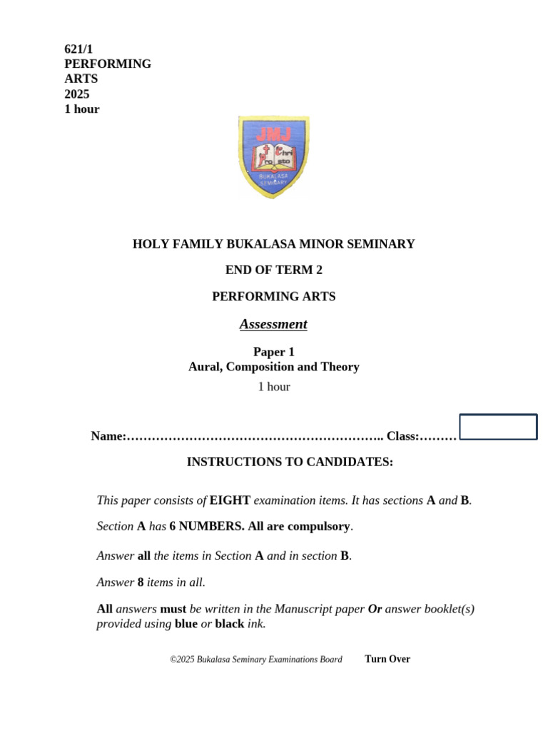 Bukalasa Seminary BOT2 S3 2025 | PDF