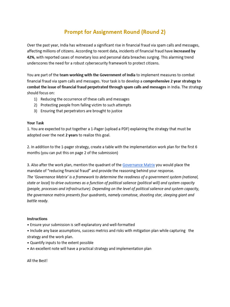 Prompt for Assignment Round (Round 2) - 21st Mar | PDF