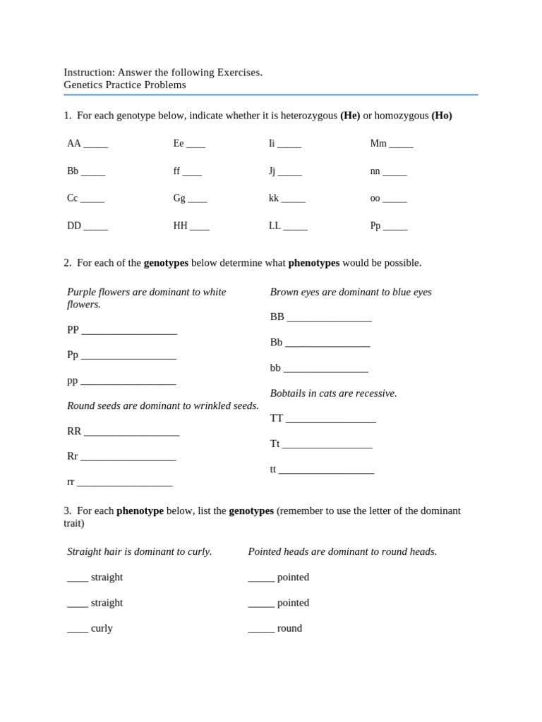 Exercises on Mendelian Inheritance (5) | PDF | Zygosity | Genotype