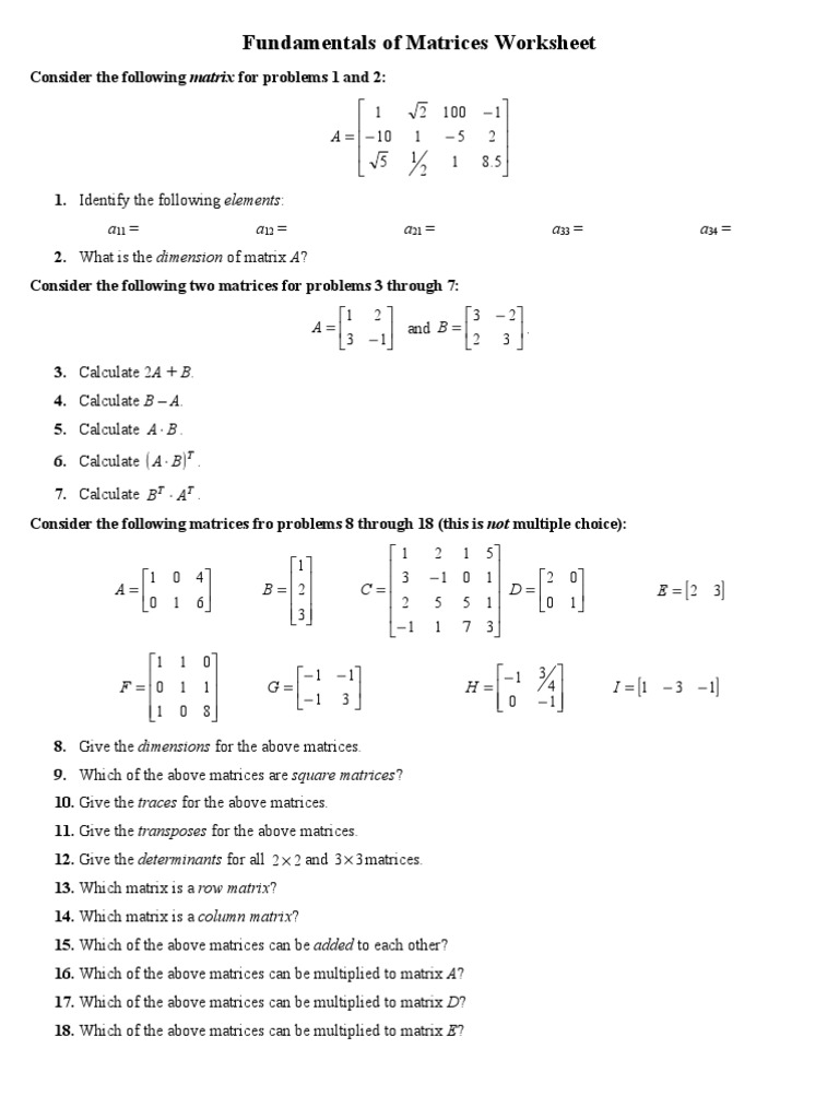 fundamentals-of-matrices-worksheet-matrix-mathematics-multiplication