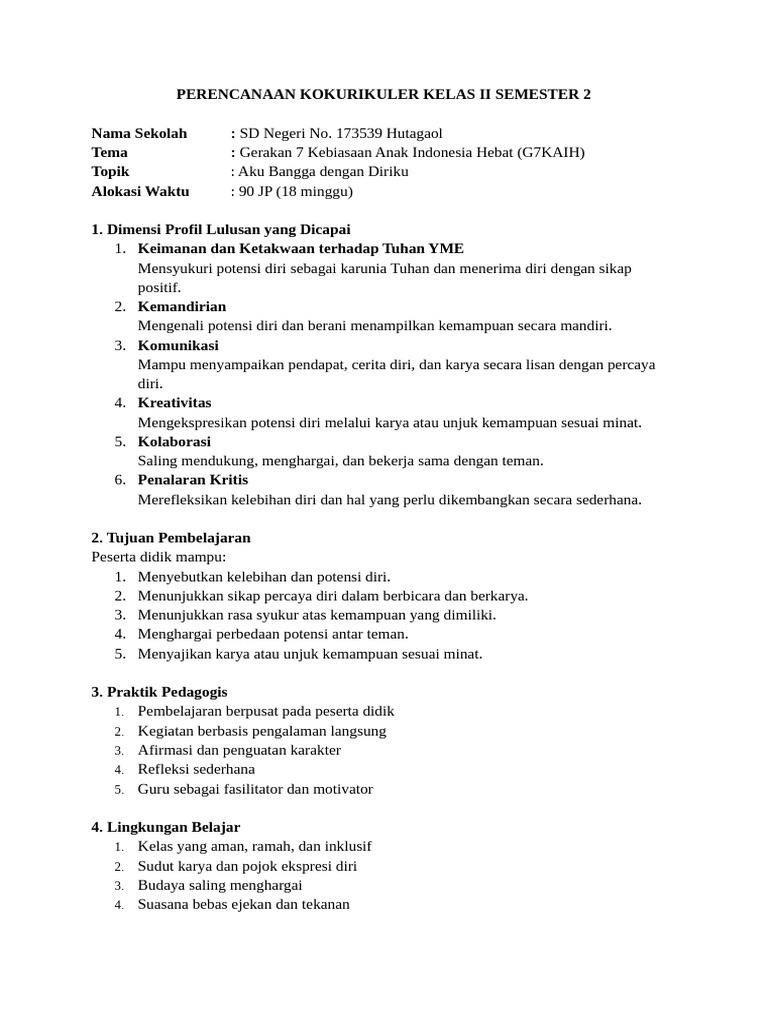 Modul (RPM) Kokurikuler Deep Learning | PDF