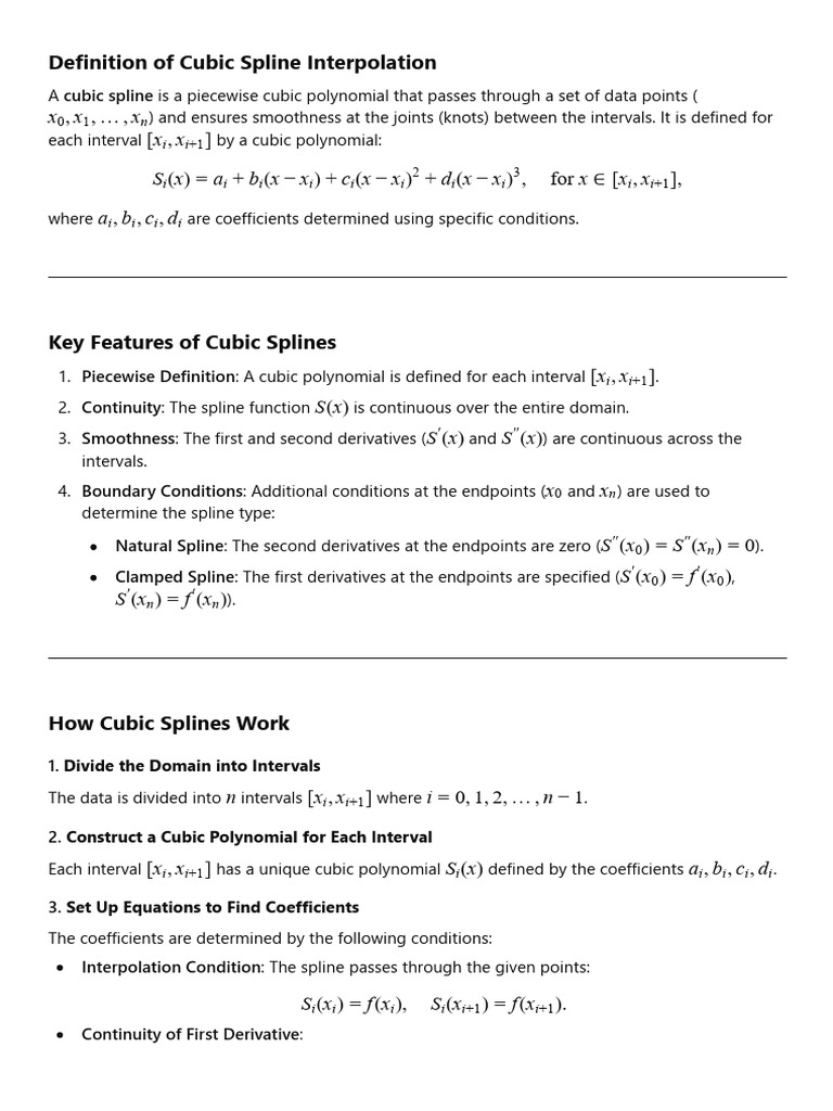 Cubic Spline for MTech | PDF | Spline (Mathematics) | Interpolation