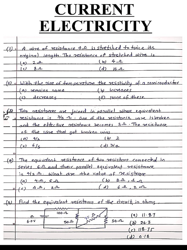 Current Electricity Practice | PDF
