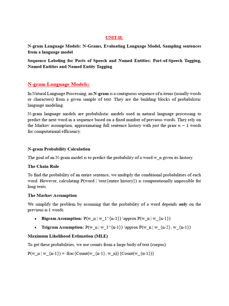 UNIT -2 NLP (Minor Course) | PDF | Part Of Speech | Applied Mathematics