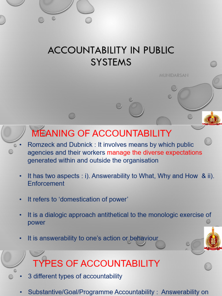 ACCOUNTABILITY IN PUBLIC SYSTEMS | PDF | Accountability | Justice