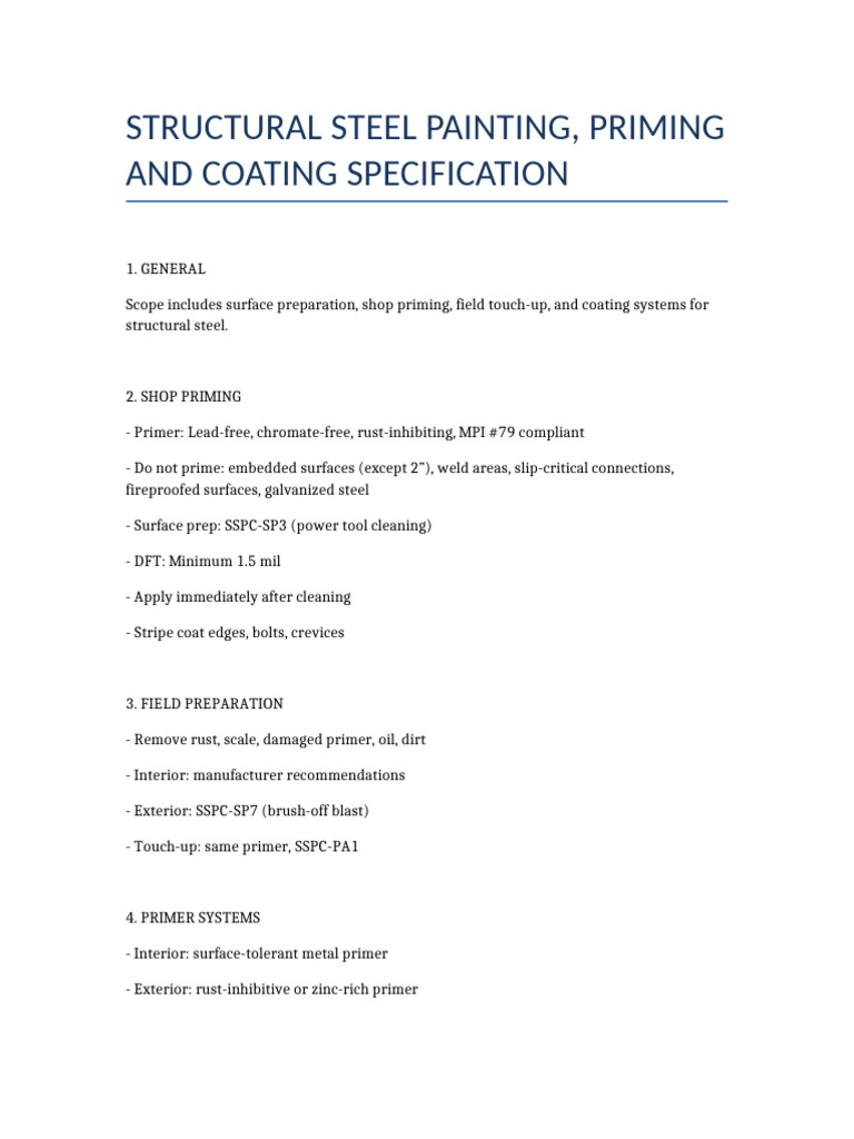 Structural Steel Coating Spec | PDF