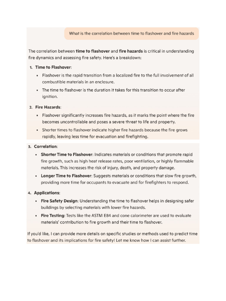 Time to Flashover vs Fire Hazard | PDF