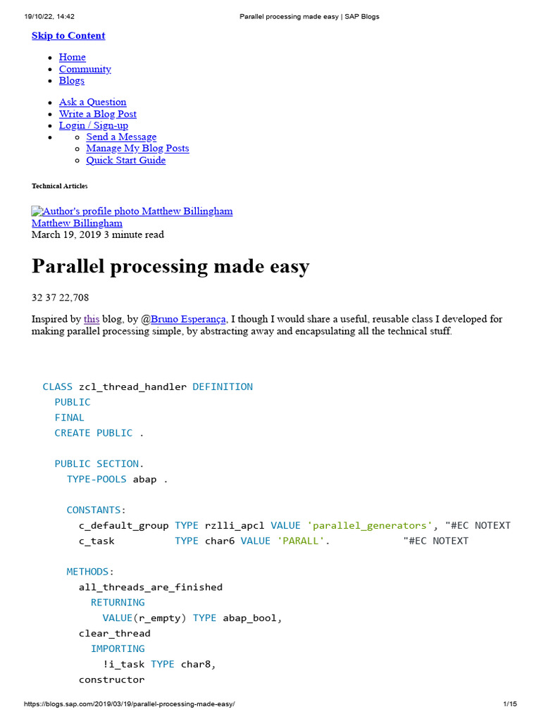Parallel Processing Made Easy _ SAP Blogs | PDF | Thread (Computing ...