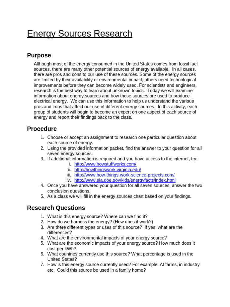 Energy Sources Research | PDF