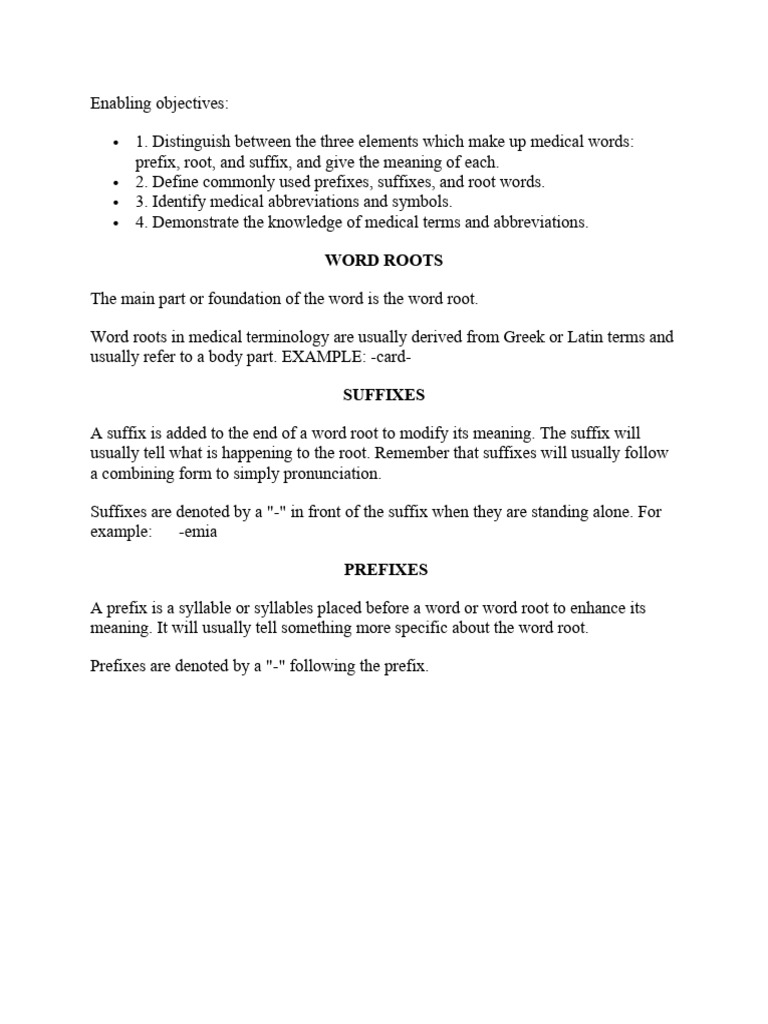 Enabling Objectives and Terminology | PDF | Anatomical Terms Of ...