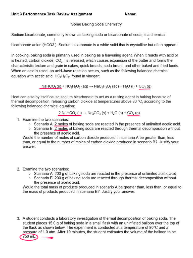 Mia - Unit 3 Performance Task Review | PDF | Sodium Bicarbonate | Materials