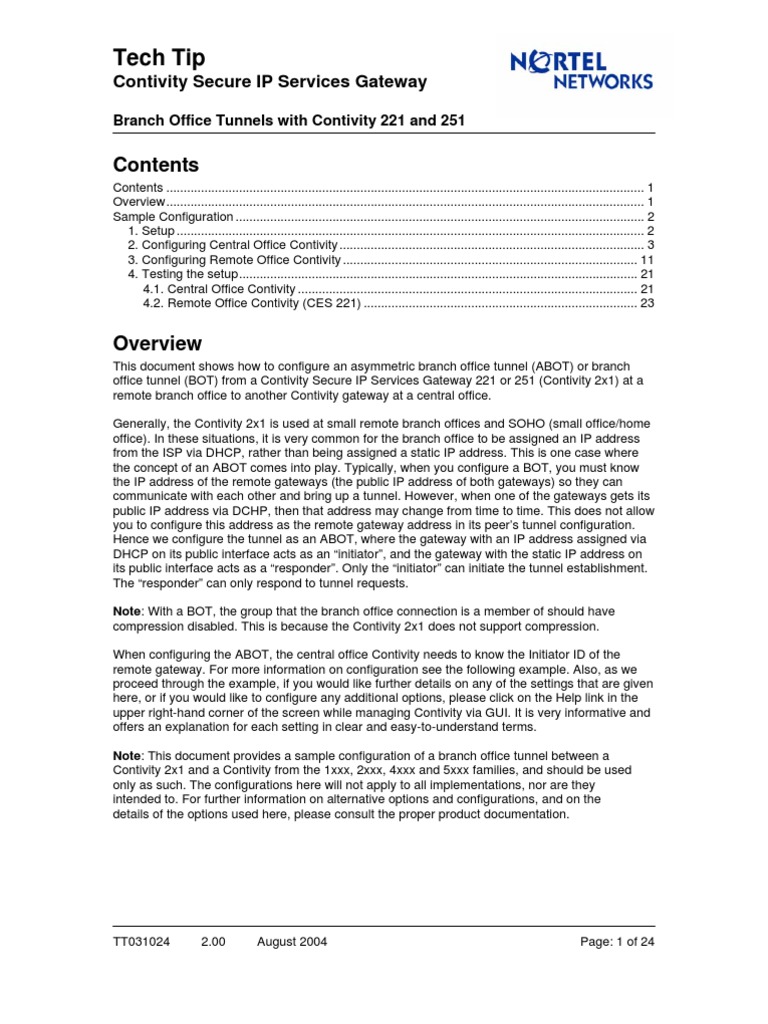 Nortel VPN Router Configuration Contivity 221 251 | PDF | Ip Address ...