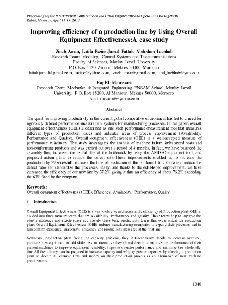 Improving Efficiency of a Production Lin | PDF | Business | Systems ...