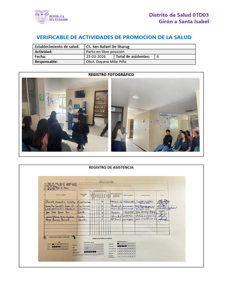 Verificable de Actividades de Promocion de La Salud Marzo | PDF