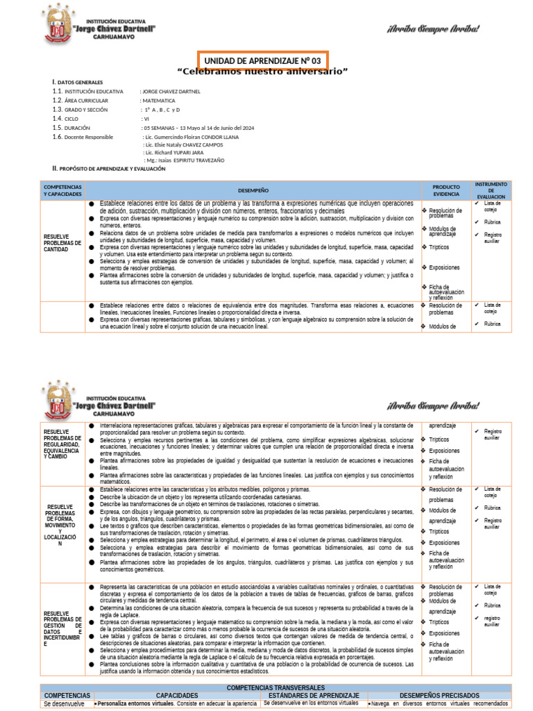 Unidad 03 | PDF | Ecuaciones | Aprendizaje