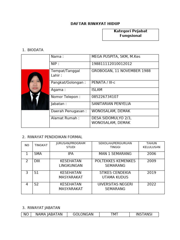 Format DRH Calon Kandidat Anugerah ASN | PDF