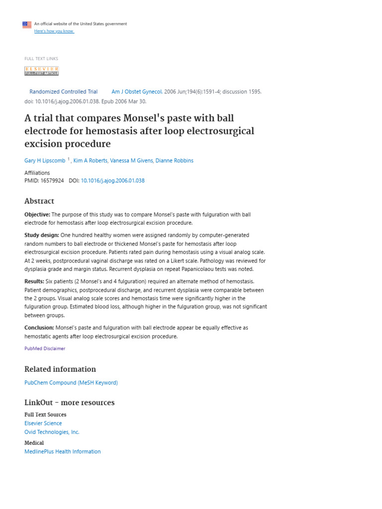 A Trial That Compares Monsel's Paste With Ball Electrode for Hemostasis ...