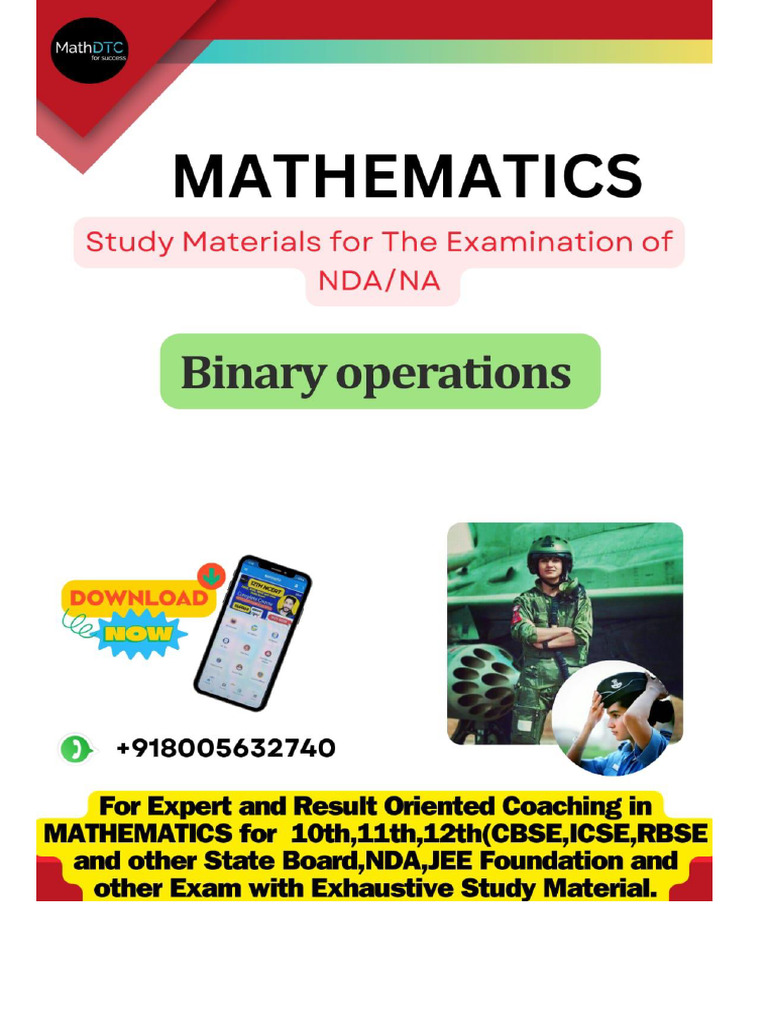 Binary Operations | PDF | Function (Mathematics) | Discrete Mathematics