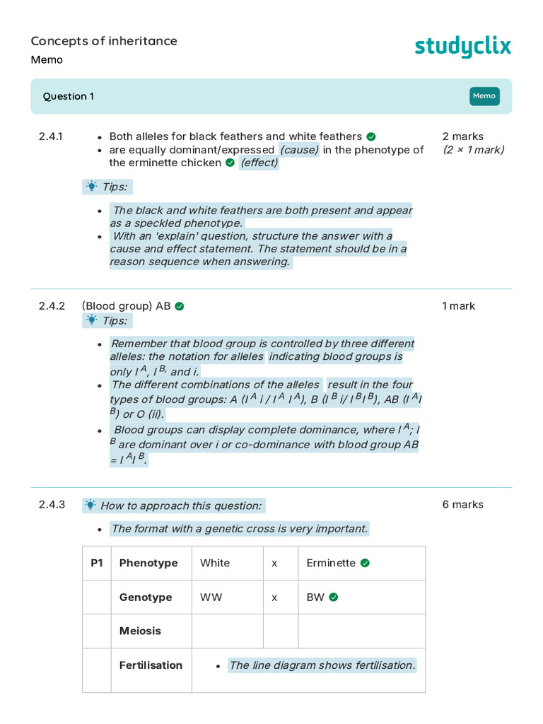Concepts of Inheritance Questions With Memos | PDF | Dominance ...