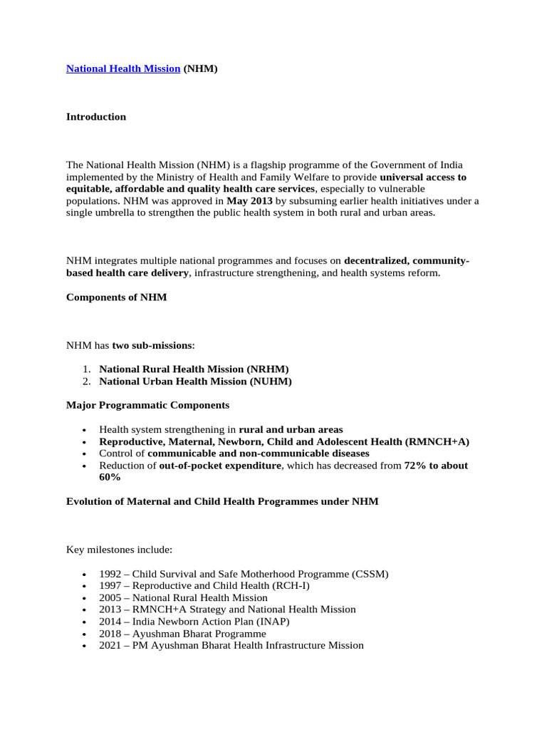 National Health Mission | PDF | Public Health | Health Care