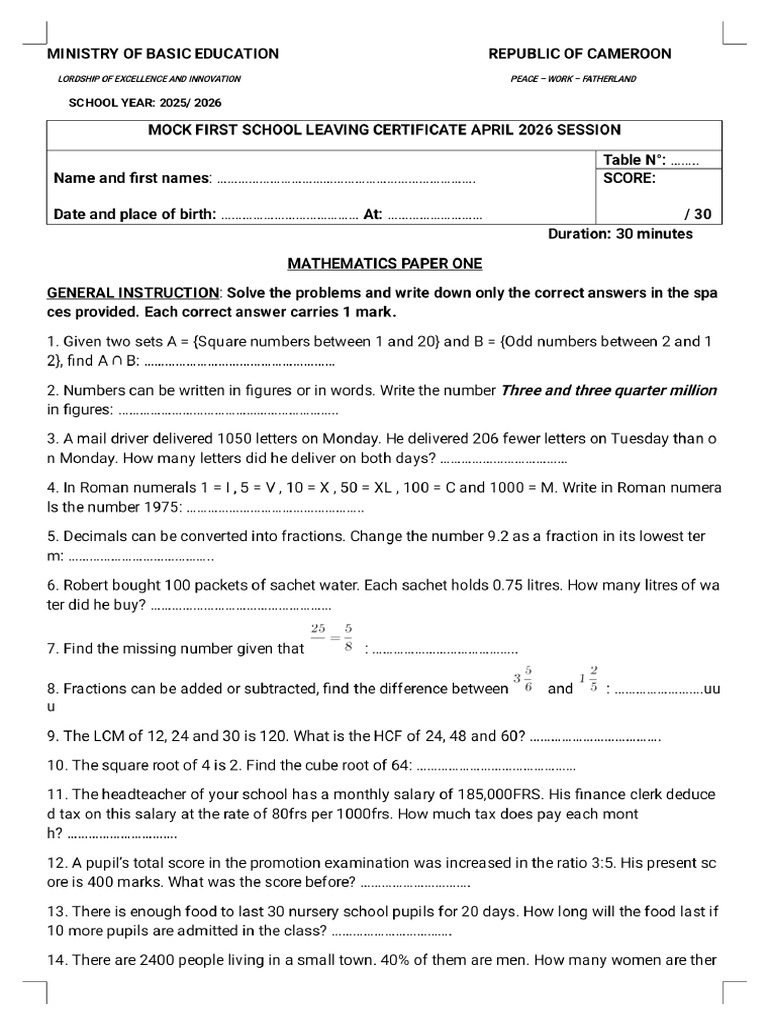 MOCK 2026 FSLC - Phoenix | PDF