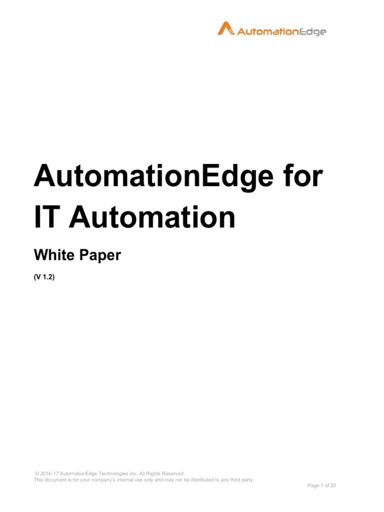 AutomationEdge for IT Automation - Whitepaper_V1.2 | PDF | Virtual ...