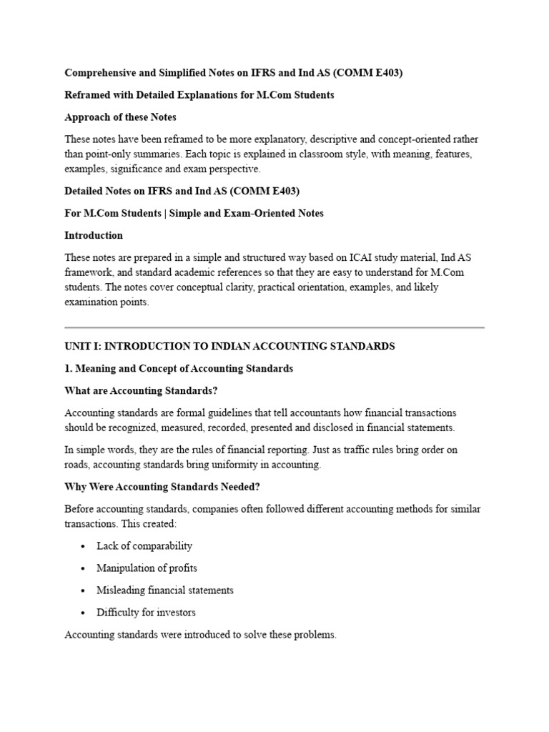 Comprehensive and Simplified Notes on IFRS and Ind As | PDF | Fair ...