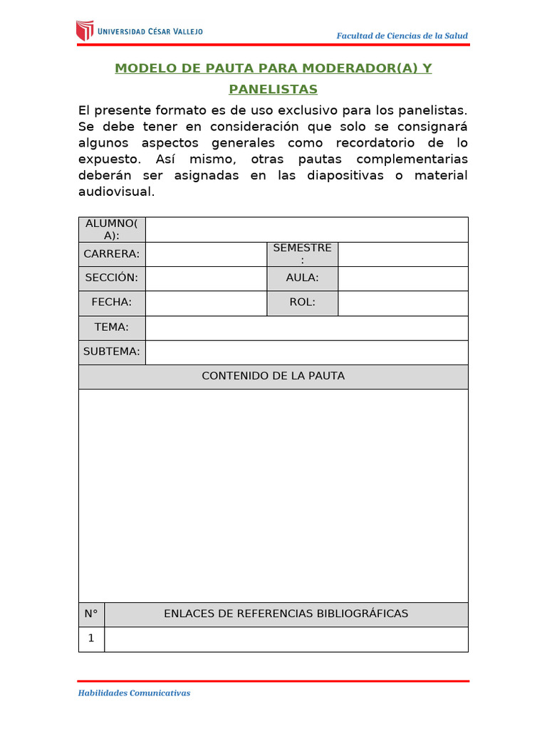Modelo de Pauta de Panelistas | PDF