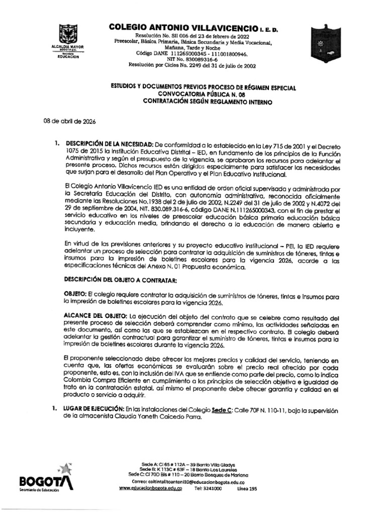 Estudios Previos Proceso N. 08 | PDF