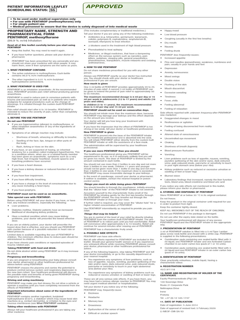 Penthrop Patient Information Leaflet approved 05 Feb 2020 | PDF | Pain ...