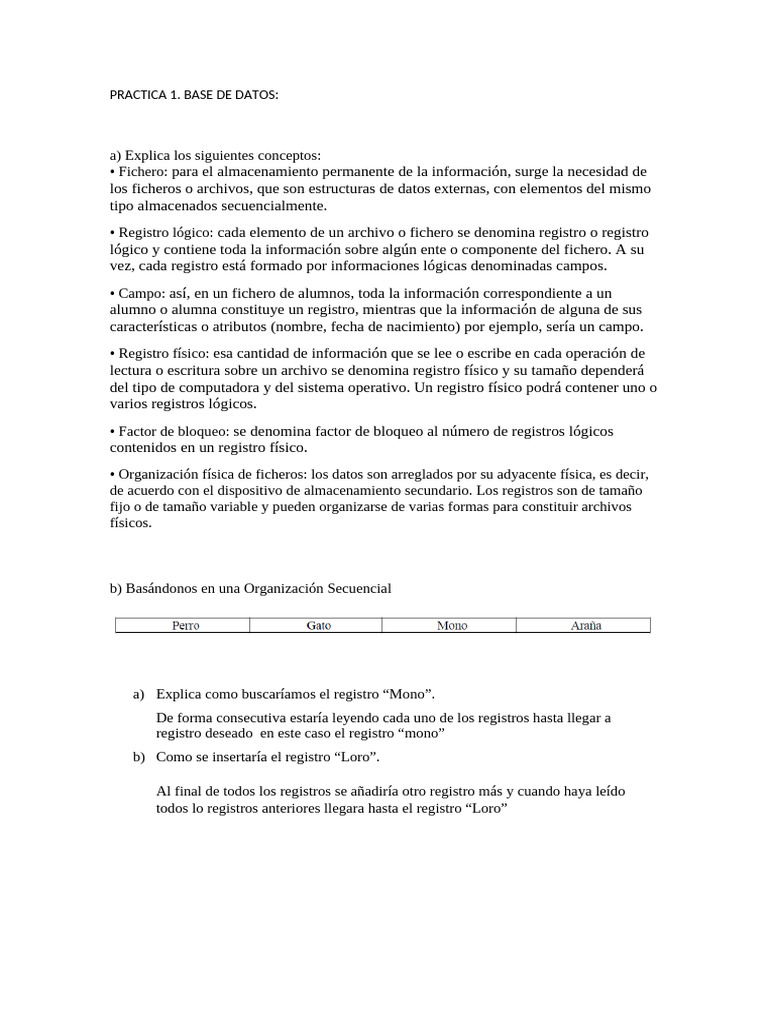 PRACTICA 1 BASE DE DATOS | PDF