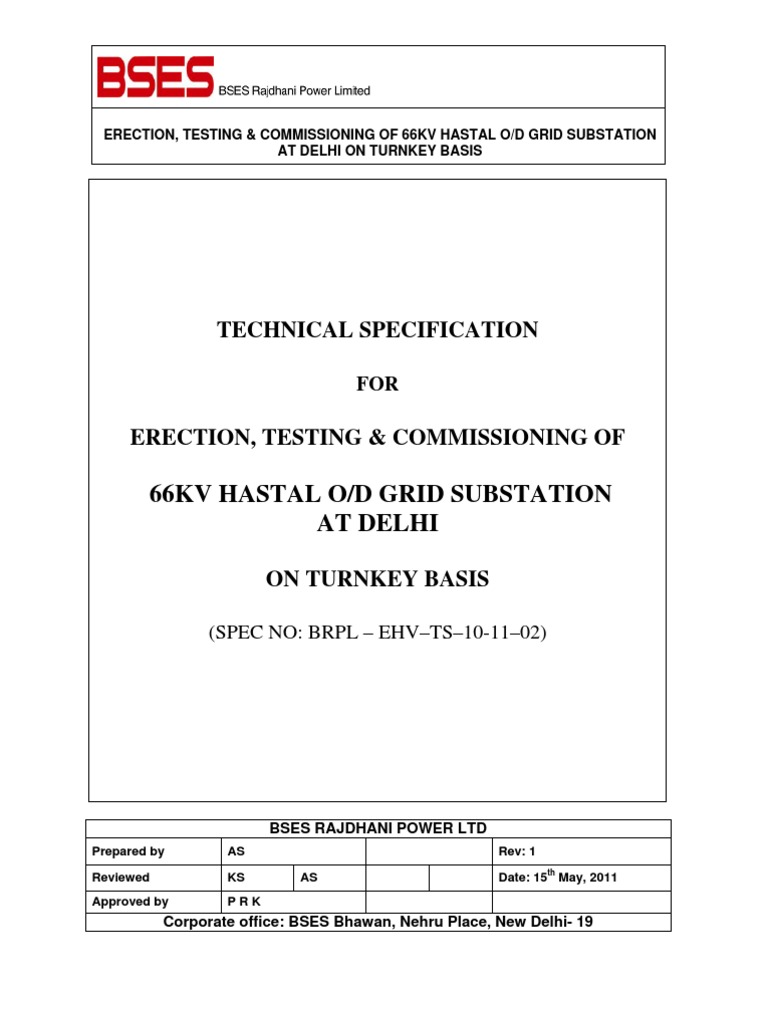 66KV Hastal Substation Commissioning Plan | PDF | Electrical Substation ...