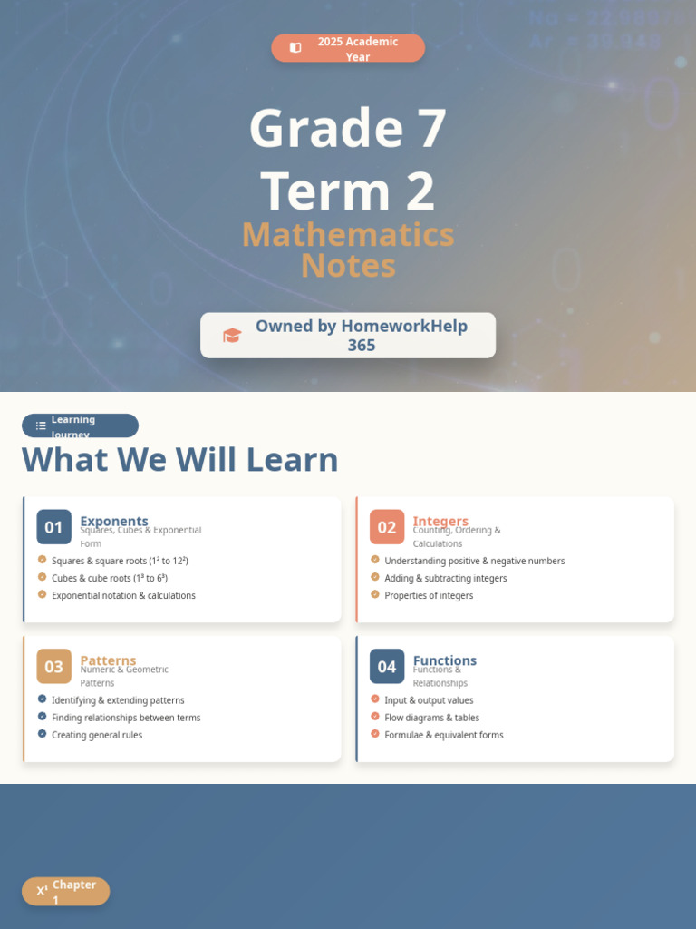 Grade 7 Term 2 Mathematics Notes | PDF | Exponentiation | Multiplication
