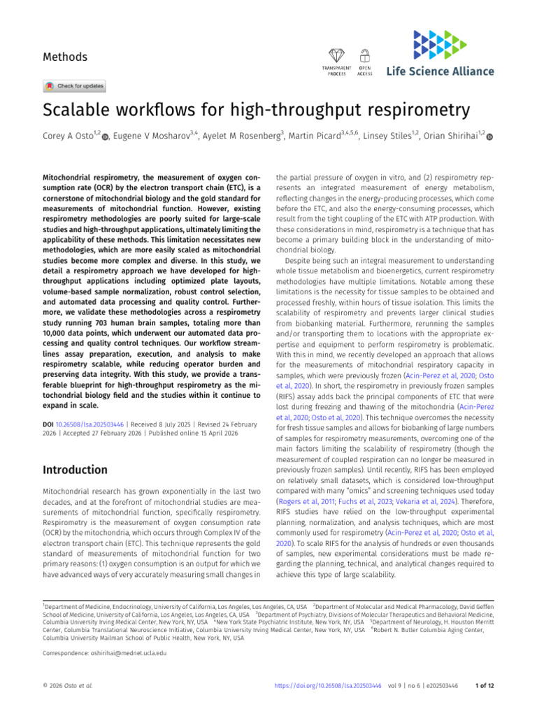 Scalable workflows for high throughput respirometry | PDF | High ...