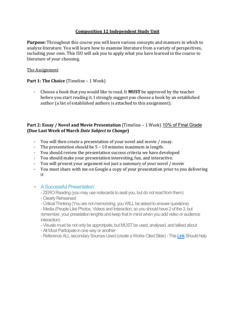 Independent Study Unit | PDF | Essays | Cognitive Science