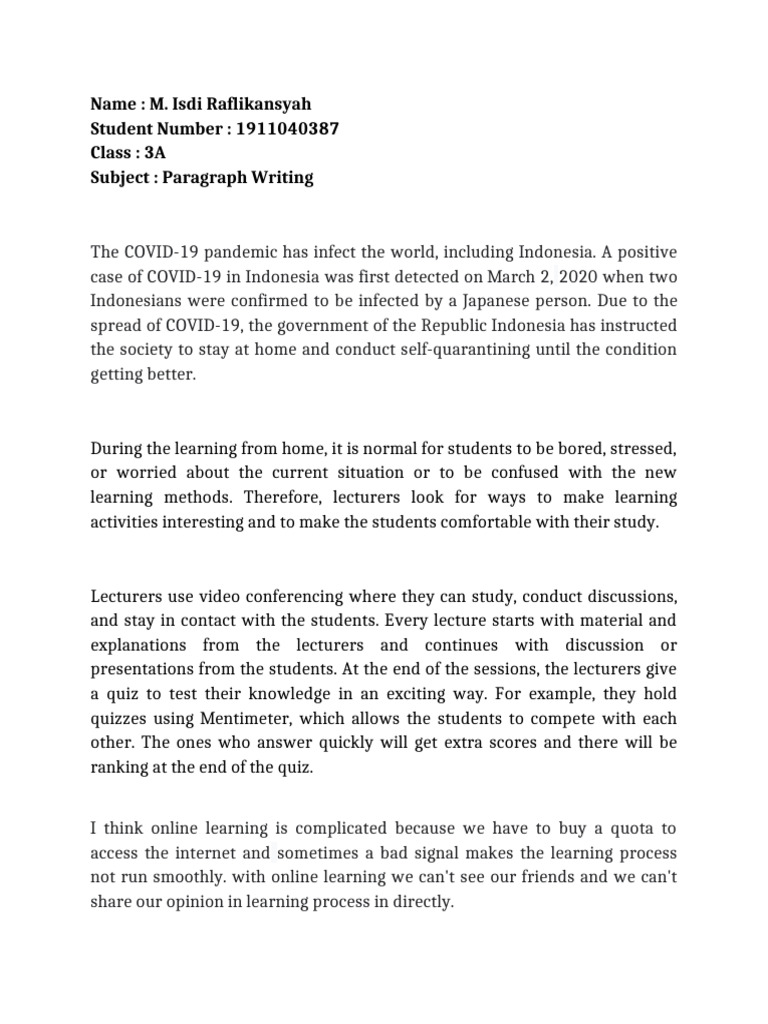 UTS Paragraph Writing M. Isdi Raflikansyah | PDF