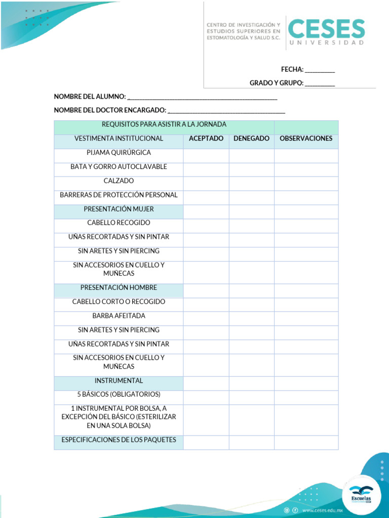 Requisitos Para Asistir a La Jornada | PDF