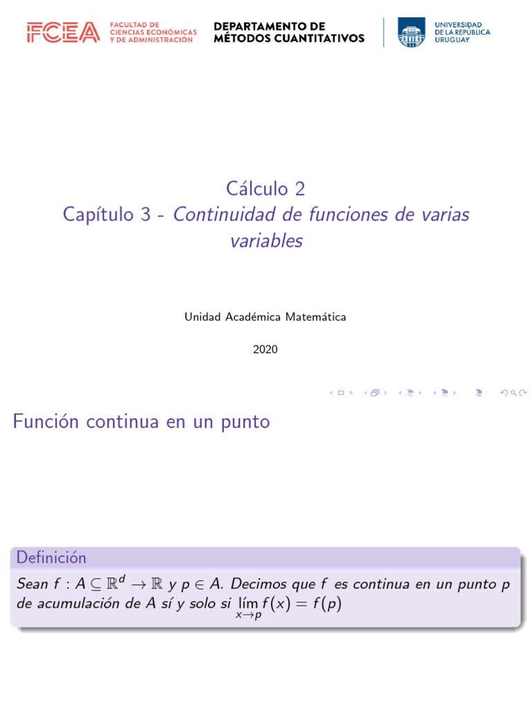 Slides C2 2020 Continuidad EVA | PDF | Matemáticas | Análisis matemático
