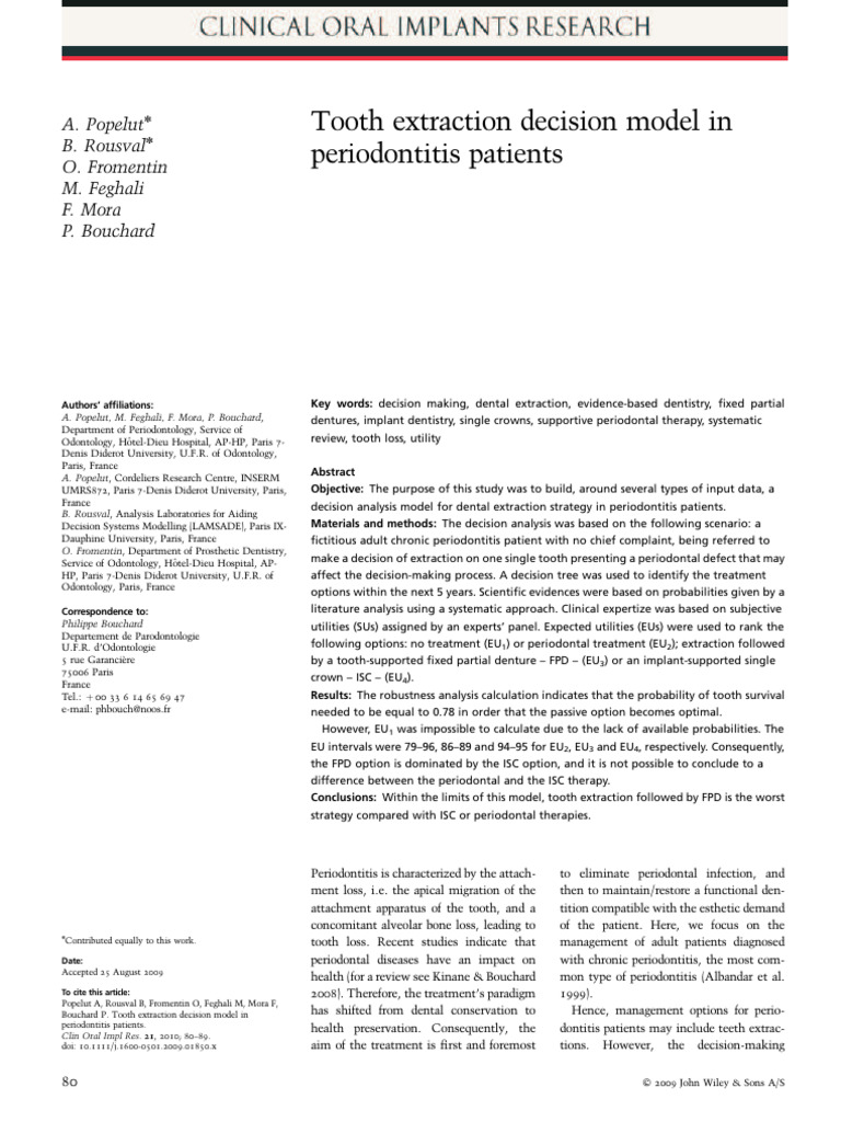 Tooth Extraction Decision Model in Perio | PDF | Dentistry | Dental Implant