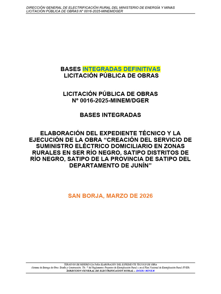 Extracto Bases_Integradas LP Exp. Tec+Obra RIO NEGRO | PDF | Ingenieria ...
