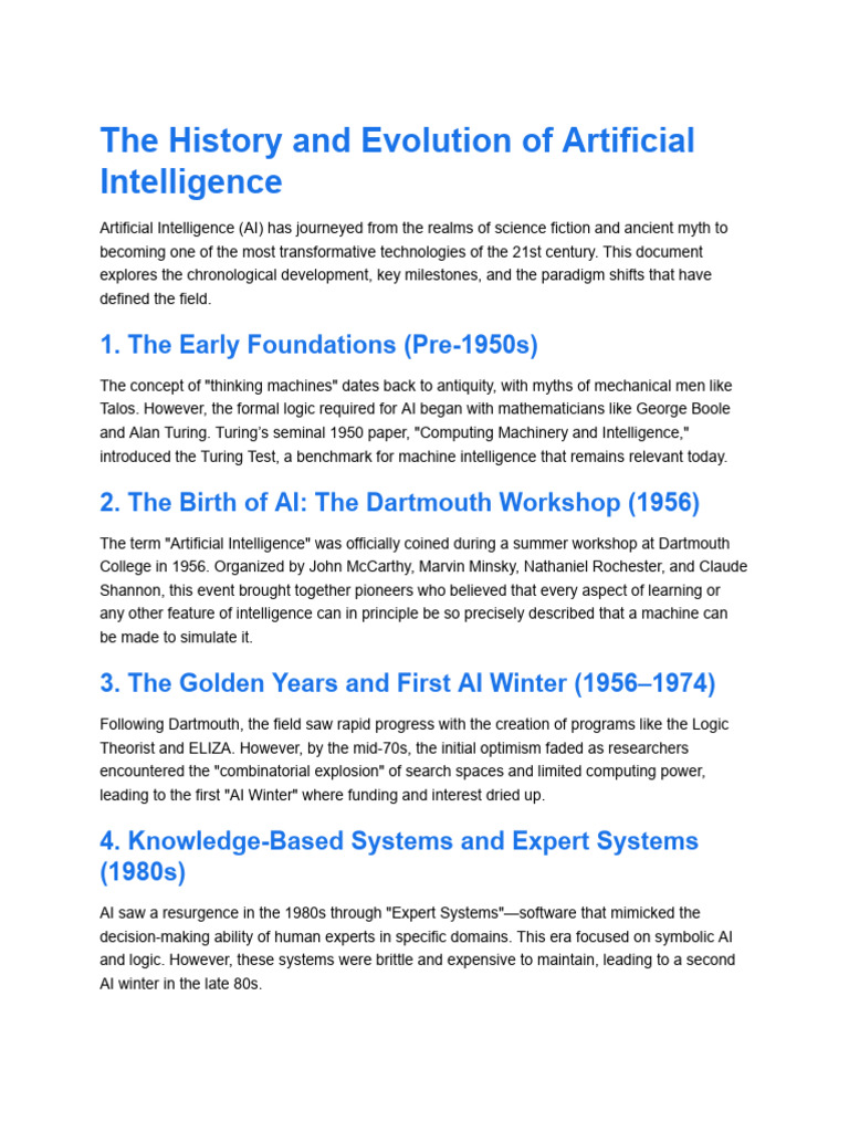 The Evolution of Artificial Intelligence (1) | PDF | Artificial ...