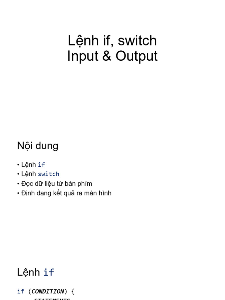 Tuan02 - If, Switch, Input & Output | PDF