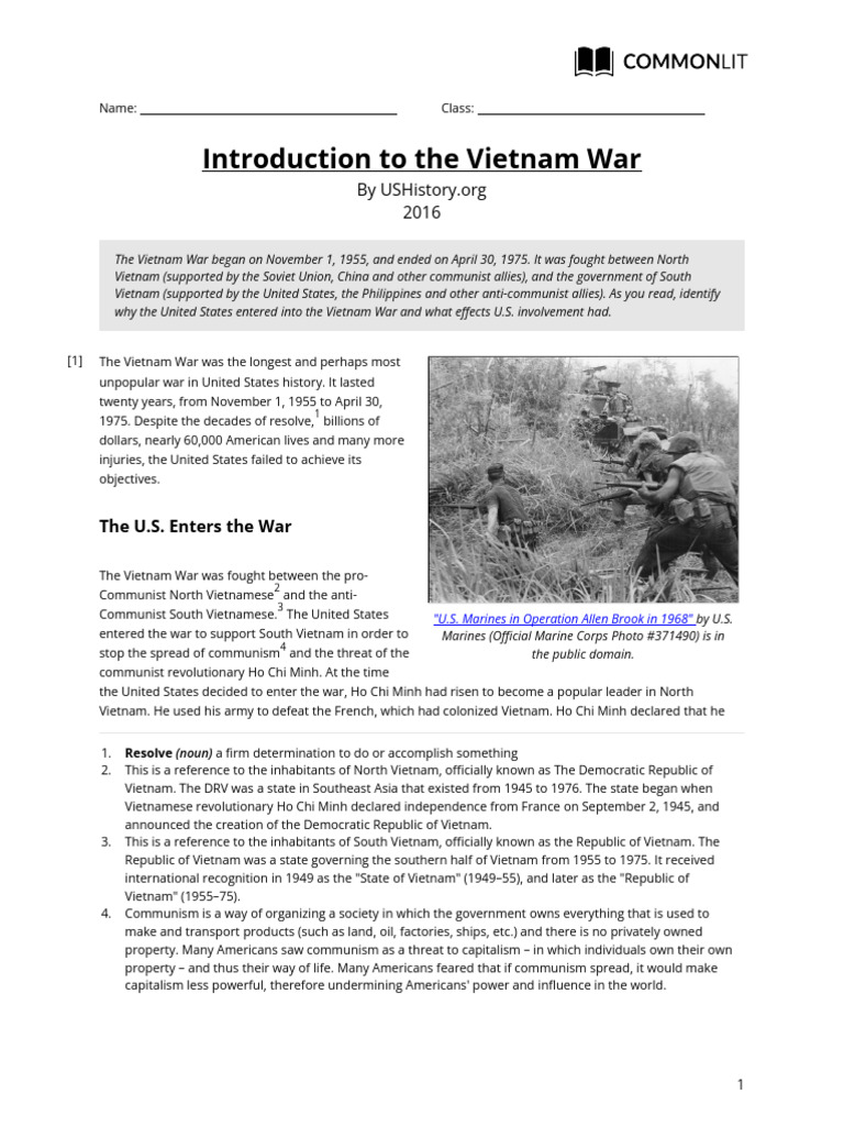 Introduction To The Vietnam War | PDF | Vietnam War | Vietnam