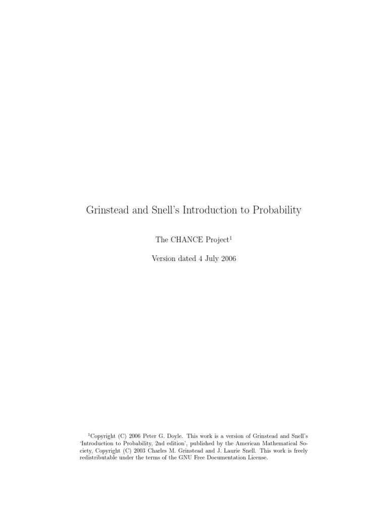 Introduction to Probability Charles m Grinstead j Laurie Snell 742 | PDF