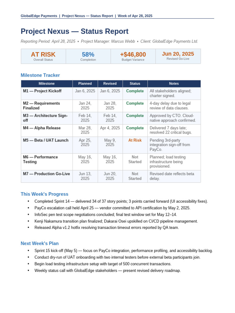 03 Project Status Report | PDF | Systems Engineering | Information ...
