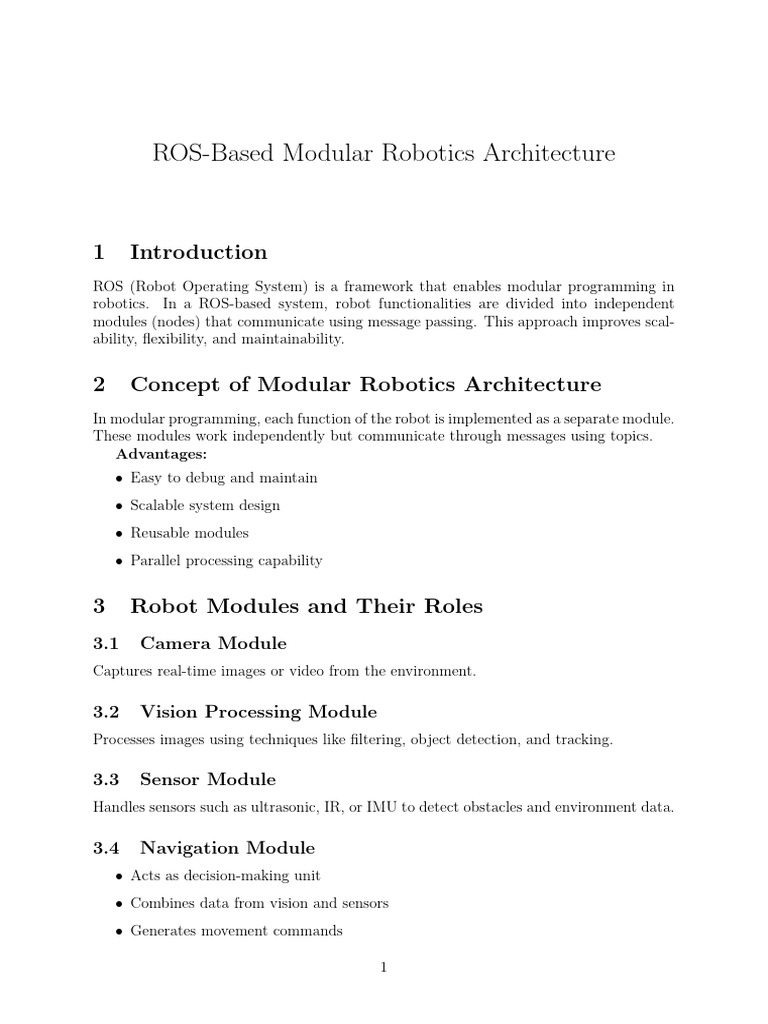 ROS-Based Modular Robotics Architecture | PDF | Robotics | Internet Of ...
