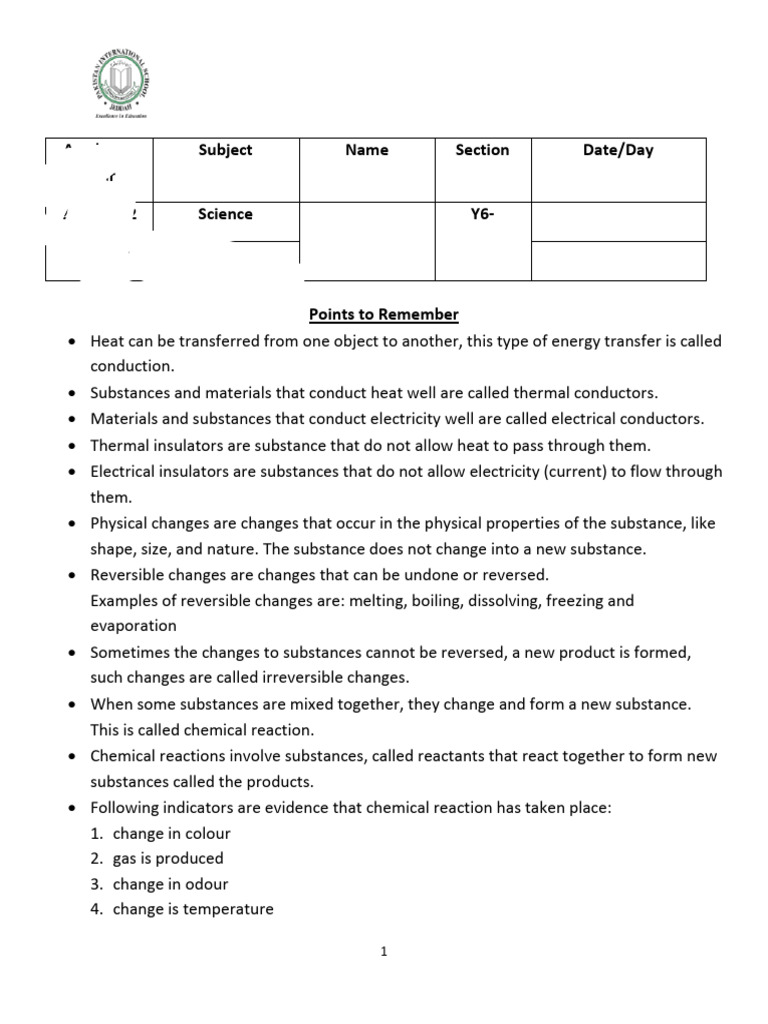 Chapter 2 Science Practice Sheet Unsolved (1) | PDF | Heat | Chemical ...